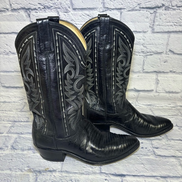 Dan Post Other - Dan Post Men's Exotic Black Lizard Western Cowboy boots size 8D 16830 Vintage